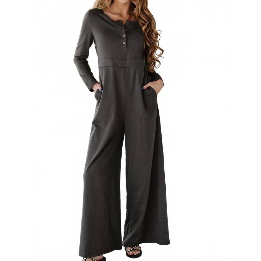 NEW LIAM & COMPANY cody knit jumpsuit in grey